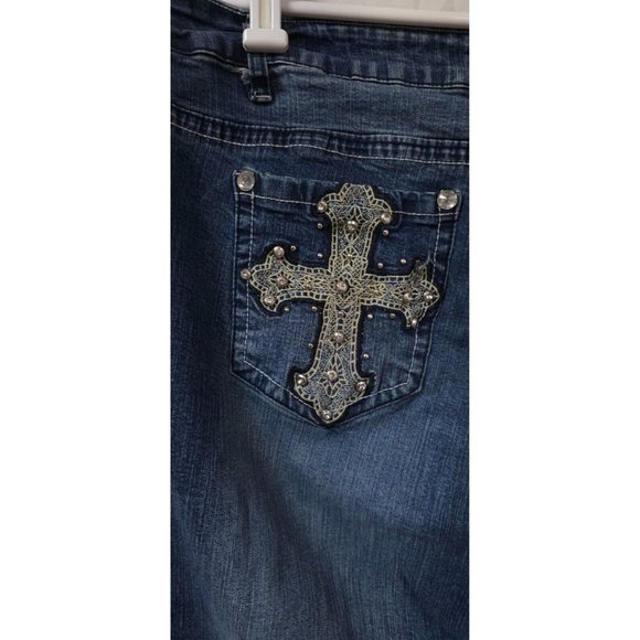 SMO SAND MOUNTAIN OUTFITTERS 20 Embellish Embroidered Cross Straight Jean 40x33 - Picture 7 of 13